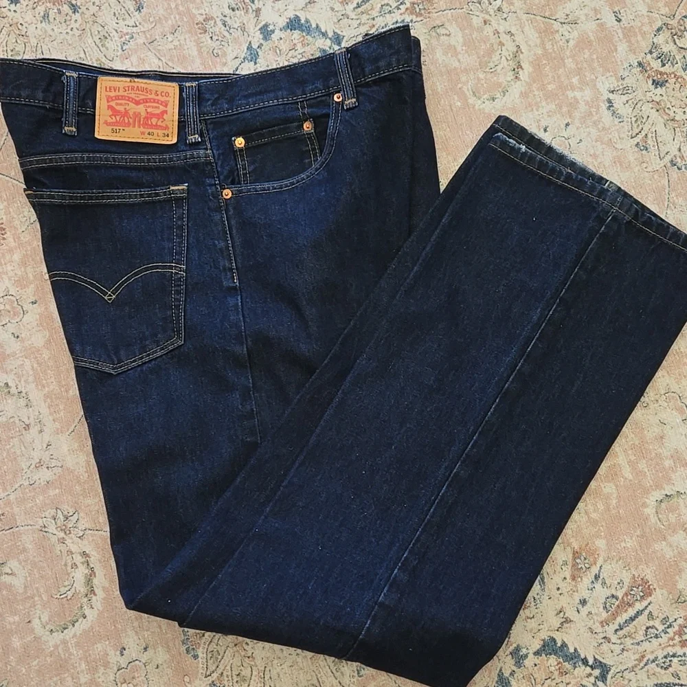 Levi's 517 Dark Indigo Straight Blue Jeans 100% Cotton Classic 5 Pocket W40xL32